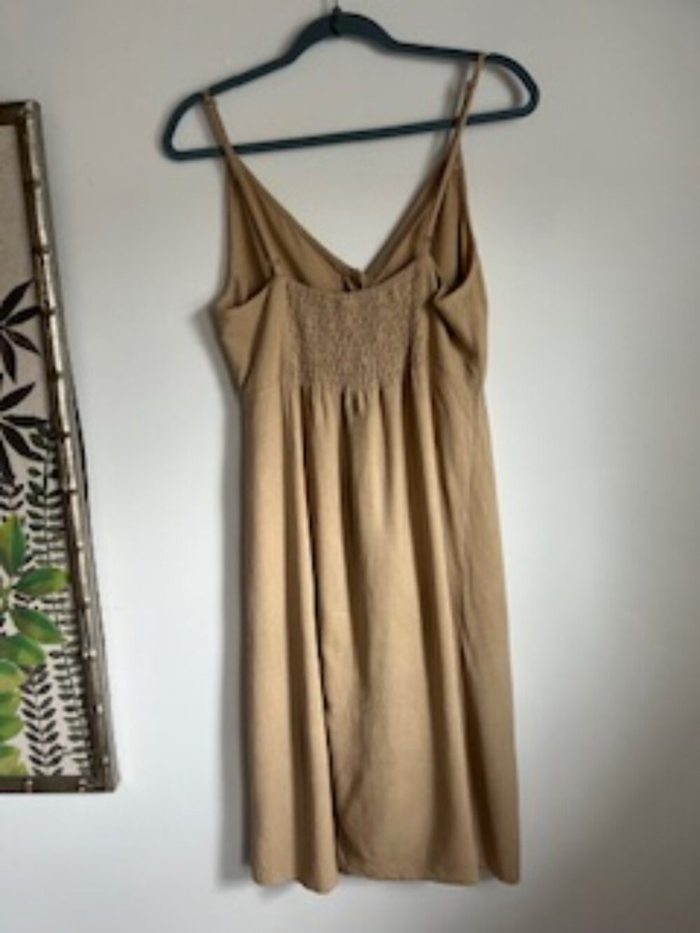 🧡3/15 ijoah Linen Blend Adjustable Straps Front Button Beige Dress Women's L - Picture 3 of 9